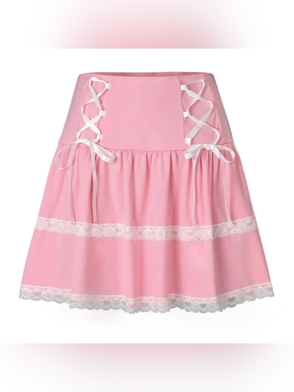 Shein Size Small Pink Skirt With Lace And Ribbons